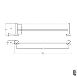 Alternative view of Pure 900mm Double Towel Rail Chrome