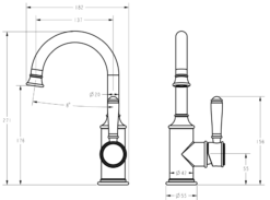 Alternative view of Cambridge Gooseneck Basin Mixer with Ceramic Handle Chrome