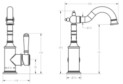 Alternative view of Cambridge Shepherds Crook Basin Mixer with Brass Handle Matte Black