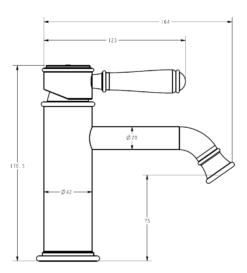 Alternative view of Cambridge Basin Mixer with Brass Handle Brushed Gold