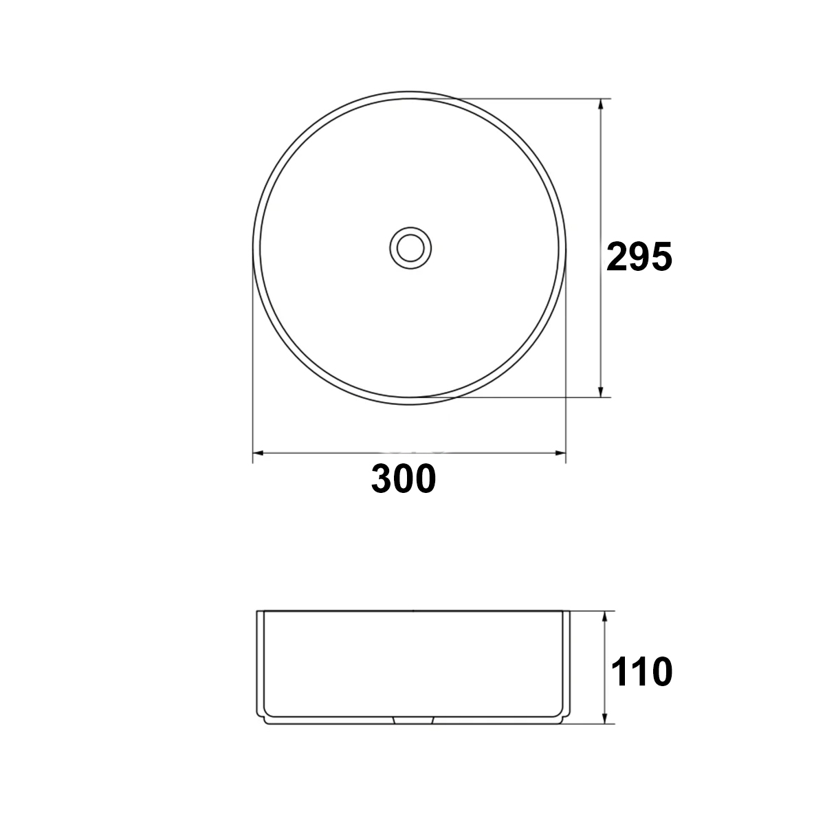 Ovia Claya 300mm Mini Round Countertop Basin Gloss White - Image 2