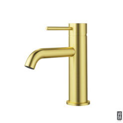 Pure Basin Mixer Curved Spout Brushed Gold