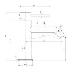 Alternative view of Pure Basin Mixer Curved Spout Brushed Copper
