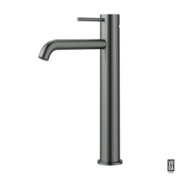 Pure Tall Basin Mixer Curved Spout Gun Metal