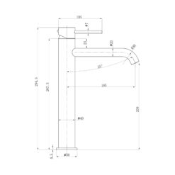 Alternative view of Pure Tall Basin Mixer Curved Spout Matte Black