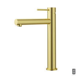 Pure Tall Basin Mixer Straight Spout Brushed Gold