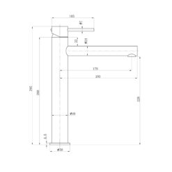 Alternative view of Pure Tall Basin Mixer Straight Spout Matte Black