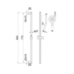 Alternative view of Pure Shower on Rail Matte Black