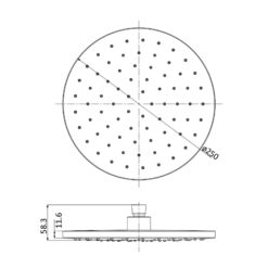 Alternative view of Pure 250mm Standard Shower Rose Matte Black