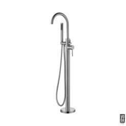 Pure Floor Standing Bath Filler with Hand Shower Brushed Nickel