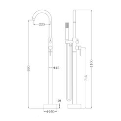 Alternative view of Pure Floor Standing Bath Filler with Hand Shower Matte Black