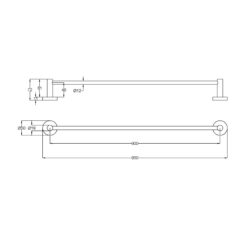 Alternative view of Pure 900mm Single Towel Rail Brushed Gold