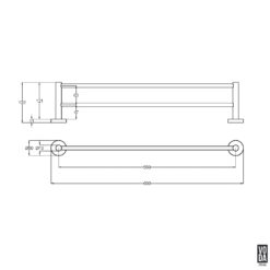 Alternative view of Pure 600mm Double Towel Rail Matte Black