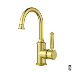 Cambridge Gooseneck Basin Mixer with Brass Handle Brushed Gold