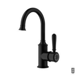Cambridge Gooseneck Basin Mixer with Brass Handle Matte Black