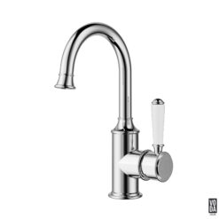 Cambridge Gooseneck Basin Mixer with Ceramic Handle Chrome