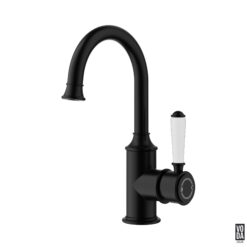 Cambridge Gooseneck Basin Mixer with Ceramic Handle Matte Black