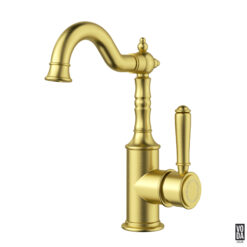 Cambridge Shepherds Crook Basin Mixer with Brass Handle Brushed Gold