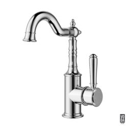 Cambridge Shepherds Crook Basin Mixer with Brass Handle Chrome
