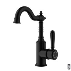 Cambridge Shepherds Crook Basin Mixer with Brass Handle Matte Black