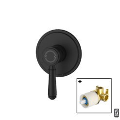 Cambridge Shower mixer with Brass Handle Set Matte Black