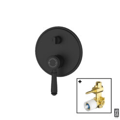 Cambridge Shower Mixer with Diverter with Brass Handle Set Matte Black