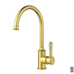 Cambridge Gooseneck Kitchen Sink Mixer with Brass Handle Brushed Gold