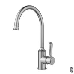Cambridge Gooseneck Kitchen Sink Mixer with Brass Handle Brushed Nickel