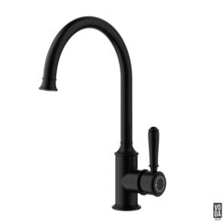 Cambridge Gooseneck Kitchen Sink Mixer with Brass Handle Matte Black