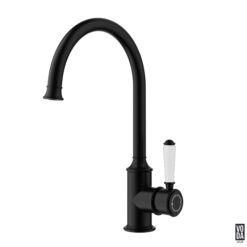 Cambridge Gooseneck Kitchen Sink Mixer with Ceramic Handle Matte Black