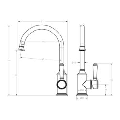 Alternative view of Cambridge Gooseneck Kitchen Sink Mixer with Ceramic Handle Matte Black