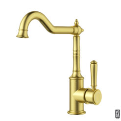 Cambridge Shepherds Crook Kitchen Sink Mixer with Brass Handle Brushed Gold