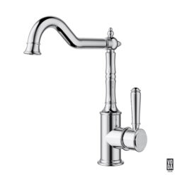 Cambridge Shepherds Crook Kitchen Sink Mixer with Brass Handle Chrome