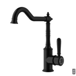 Cambridge Shepherds Crook Kitchen Sink Mixer with Brass Handle Matte Black