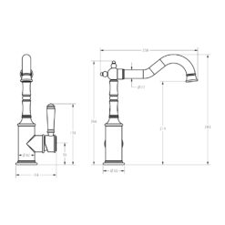 Alternative view of Cambridge Shepherds Crook Kitchen Sink Mixer with Brass Handle Brushed Nickel