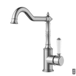 Cambridge Shepherds Crook Kitchen Sink Mixer with Ceramic Handle Brushed Nickel