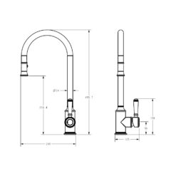 Alternative view of Cambridge Pull-out Kitchen Sink Mixer with Ceramic Handle Chrome