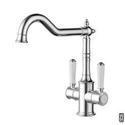 Cambridge Shepherds Crook Kitchen Sink Mixer with Twin Ceramic Handle Chrome