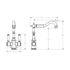 Alternative view of Cambridge Shepherds Crook Kitchen Sink Mixer with Twin Ceramic Handle Matte Black