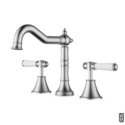 Cambridge 3 Piece Basin Mixer Set with Ceramic Handle Brushed Nickel