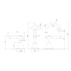 Alternative view of Cambridge 3 Piece Basin Mixer Set with Ceramic Handle Matte Black