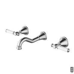 Cambridge Wall Basin/Bath Set with Ceramic Handle Brushed Nickel
