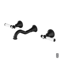 Cambridge Wall Basin/Bath Set with Ceramic Handle Matte Black