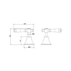 Alternative view of Cambridge Wall Top Assemblies with Brass Handle Chrome