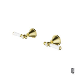 Cambridge Wall Top Assemblies with Ceramic Handle Brushed Gold