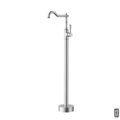 Cambridge Floor Standing Bath Filler Mixer with Brass Handle Brushed Nickel