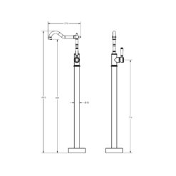 Alternative view of Cambridge Floor Standing Bath Filler Mixer with Brass Handle Brushed Nickel