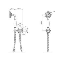 Alternative view of Cambridge Handshower on Bracket with Brass Handle Chrome