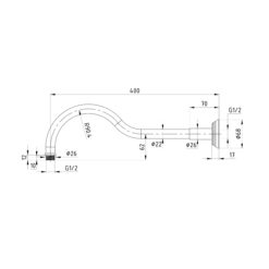 Alternative view of Cambridge Shower Arm Only Chrome