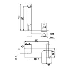 Alternative view of Espresso Wall Basin/Bath Set Brushed Gold
